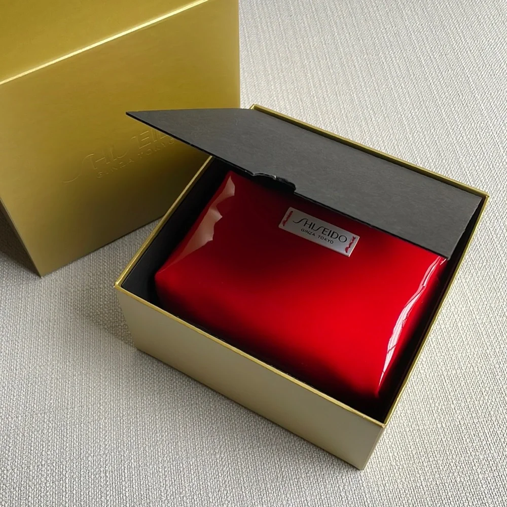 Shiseido travel sized products with makeup pouch and gift box